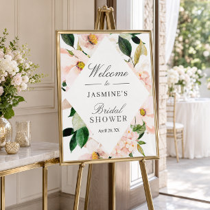Poster Pancarte de Fête de Fiançailles aux Hortensias Ros