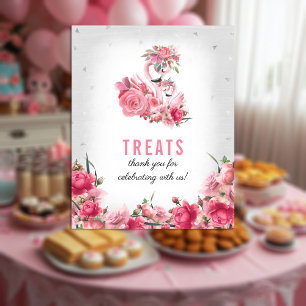 Poster Pancarte de friandises Baby Shower Flamant rose Ba