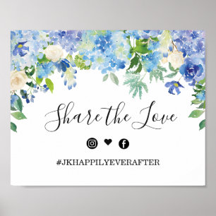 Poster Pancarte de hashtag de mariage avec verdure d'hort