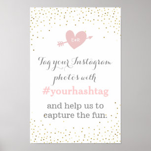 Poster Pancarte de hashtag de photos de mariage avec conf