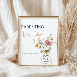 Poster Pancarte de jarre à conseils de parenting Fleurs D