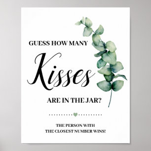 Poster Pancarte de jeu de baby shower Eucalyptus Combien 