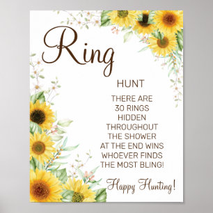 Poster Pancarte de jeu de baby shower mariage Sunflower R