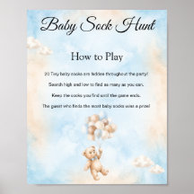 Pancarte de jeu de chasse aux chaussettes de bébé