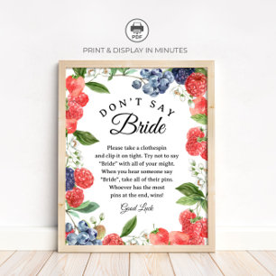 Poster Pancarte de jeu de douche nuptiale Berry "Ne dites