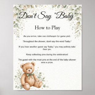 Poster Pancarte de jeu Eucalyptus Teddy Bear Don't Say Ba