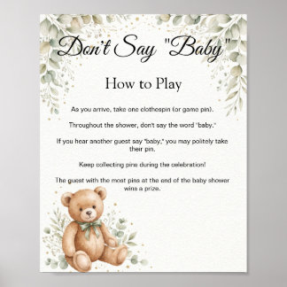 Poster Pancarte de jeu Eucalyptus Teddy Bear Don't Say Ba