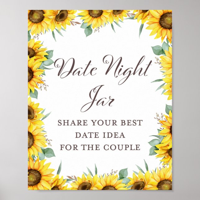 Poster Pancarte de jeu pour mariage avec tournesol (Devant)