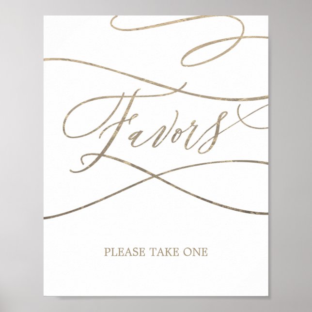 Poster Pancarte de mariage à calligraphie dorée romantiqu (Devant)