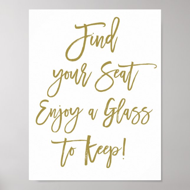 Poster Pancarte de mariage à lettres manuscrites rustique (Devant)