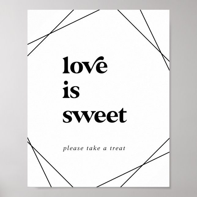 Poster Pancarte de mariage amour géométrique moderne est  (Devant)