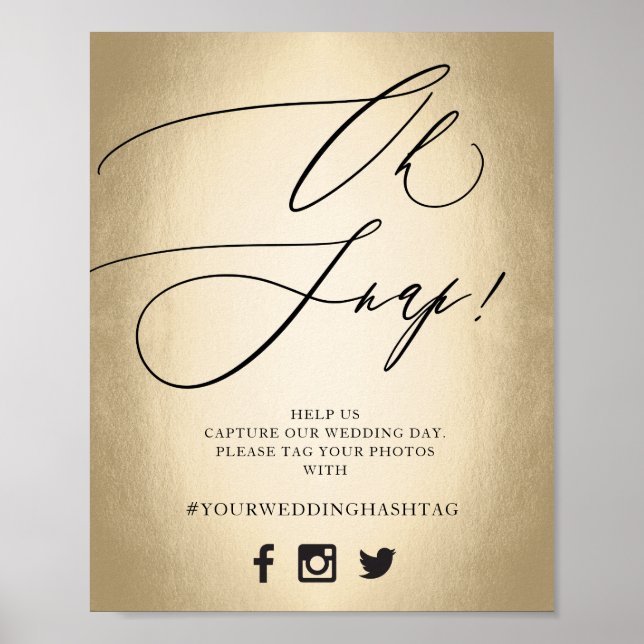 Poster Pancarte de mariage Calligraphie Script Or Oh Snap (Devant)