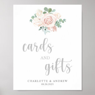 Poster Pancarte de mariage Cartes et Cadeaux Fleurs Rose 