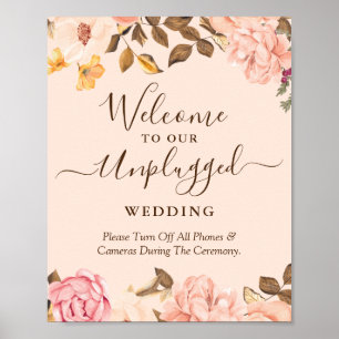 Poster Pancarte de mariage déconnectée Blush Gold