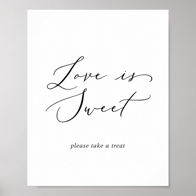 Poster Pancarte de mariage Love Is Sweet avec calligraphi (Devant)