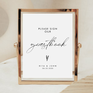 Poster Pancarte de mariage minimaliste Signez notre livre