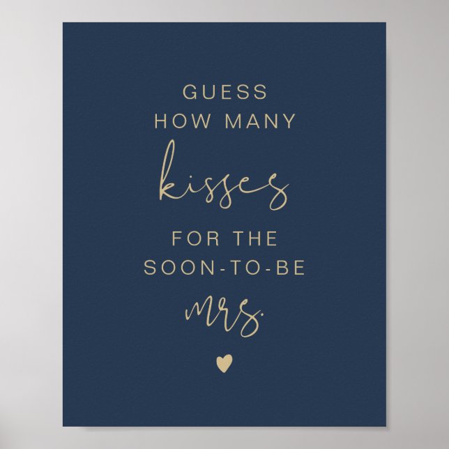 Poster Pancarte de mariage Navy Guess How Many Kisses CAI (Devant)