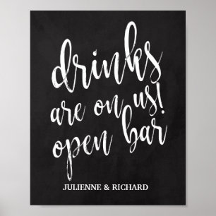 Poster Pancarte de mariage Open Bar 8x10 en ardoise