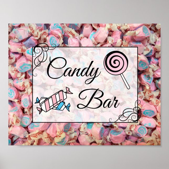 Poster Pancarte de mariage ou de baby shower Candy Bar (Devant)