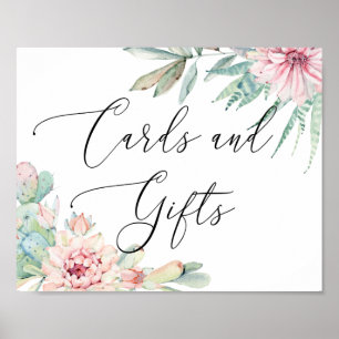 Poster Pancarte de mariage pour cartes et cadeaux Cactu