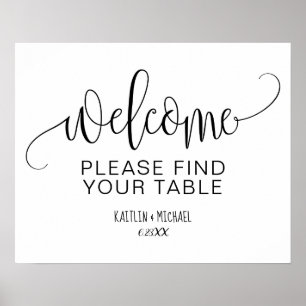 Poster Pancarte de mariage rustique 'Trouvez votre table'