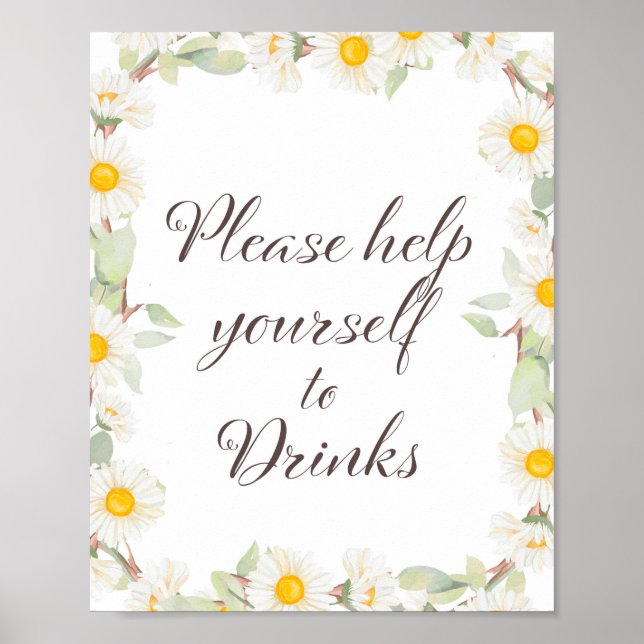 Poster Pancarte de mariage thème Daisy de printemps | Fêt (Devant)
