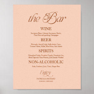 Poster Pancarte de menu de mariage minimaliste Soft Peach