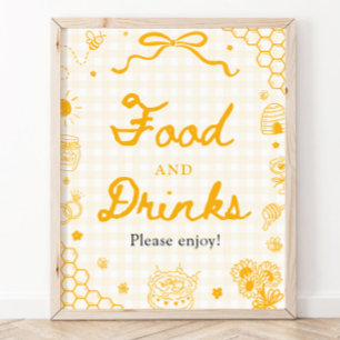 Poster Pancarte de nourriture et de boissons abeille miel