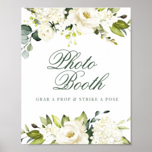 Poster Pancarte de Photomaton aux Roses Blanches