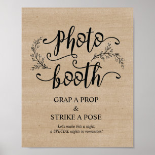 Poster Pancarte de photomaton de mariage aux vignes rusti