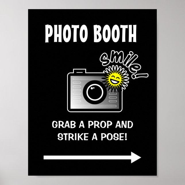 Poster Pancarte de photomaton pour mariage ou anniversair (Devant)