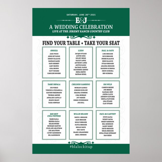 Poster Pancarte de plan de sièges sur le thème du concert (Devant)