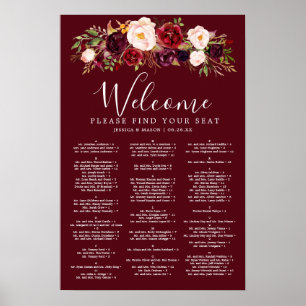 Poster Pancarte de plan de table de mariage Bohème Bourgo