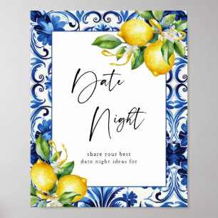 Poster Pancarte de soirée de mariage avec citrons méditer