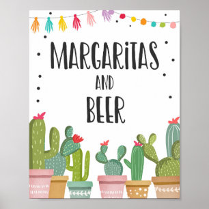 Poster Pancarte de table Cactus Fiesta Bar Margaritas et 