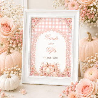 Poster Pancarte de table Cartes et Cadeaux Floraux Ruban