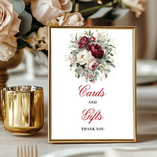 Poster Pancarte de table Chic Blush Burgundy Cartes et Ca