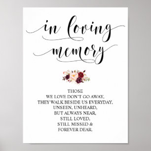 Poster Pancarte de table commémorative de mariage en souv