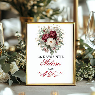 Poster Pancarte de table de comptage Burgundy Blush Eucal