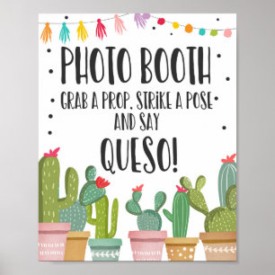 Poster Pancarte de table de fête Cactus pour Photobooth