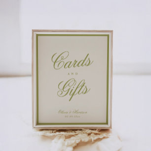Poster Pancarte de table de mariage Cartes et Cadeaux Ver