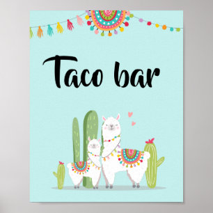 Poster Pancarte de table Fête de tacos Llama Baby Shower