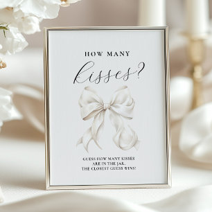 Poster Pancarte de table « Nœud blanc : combien de baiser