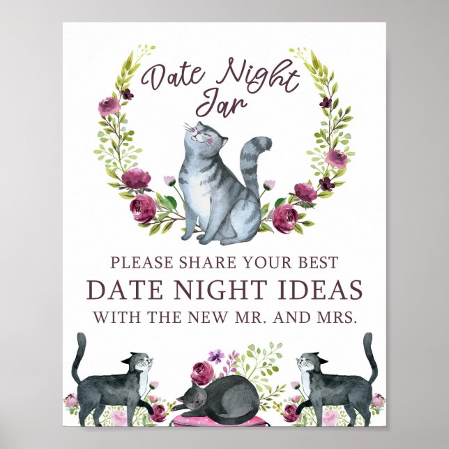 Poster Pancarte de thème de chat pour jar de soirée de fê (Devant)