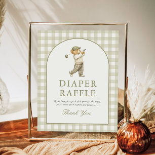 Poster Pancarte de tirage au sort de couches pour Baby Sh