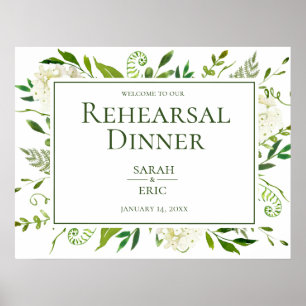 Poster Pancarte pour le dîner de répétition floral avec d