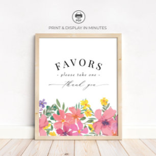 Poster Pancarte pour les cadeaux de la douche de fleurs t