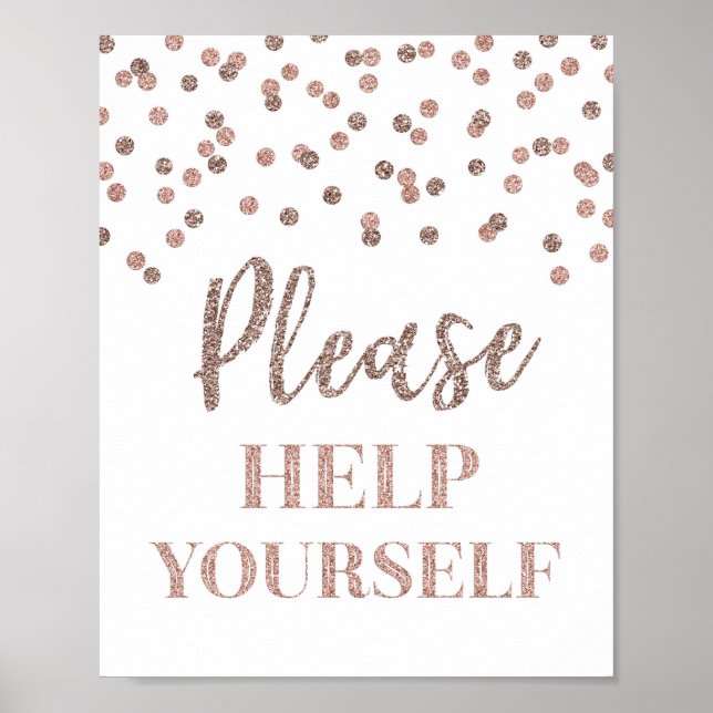 Poster Pancarte Rose Gold Confetti Servez-Vous (Devant)