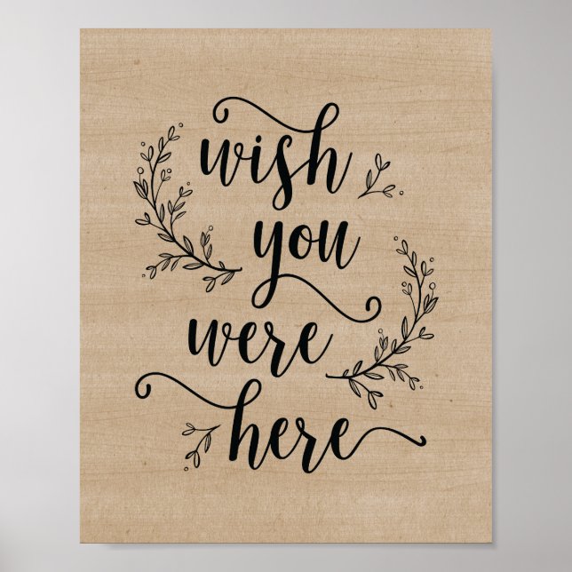 Poster Pancarte Rustic Vines Mariage Dommage que vous soy (Devant)