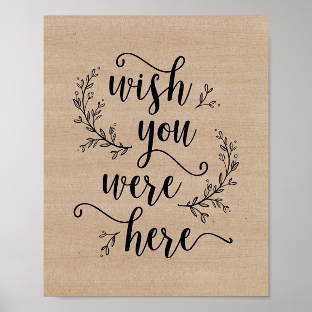 Poster Pancarte Rustic Vines Mariage Souhait que vous soy (Devant)